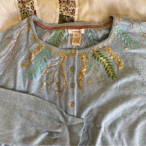 Sundance Light Blue Sequined Cardigan - Size XL